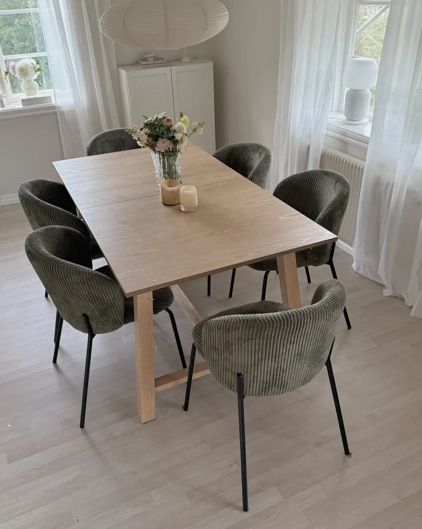 Set di 2 sedie da pranzo MILES Velluto a coste Verde oliva