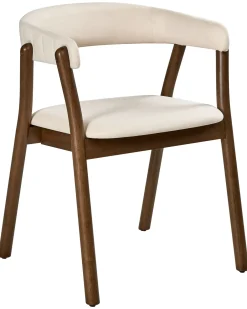 Set di 2 sedie da pranzo MYLO Tessuto Bianco sporco/Marrone scuro