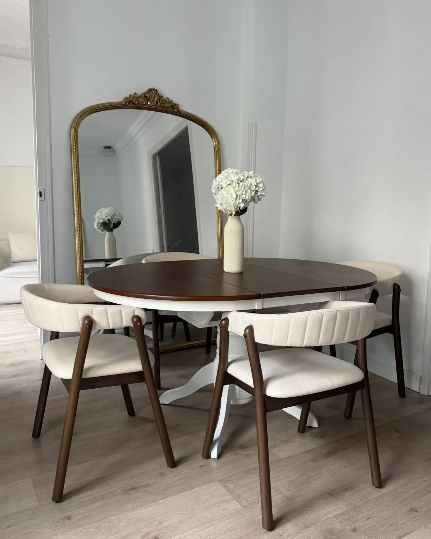Set di 2 sedie da pranzo MYLO Tessuto Bianco sporco/Marrone scuro