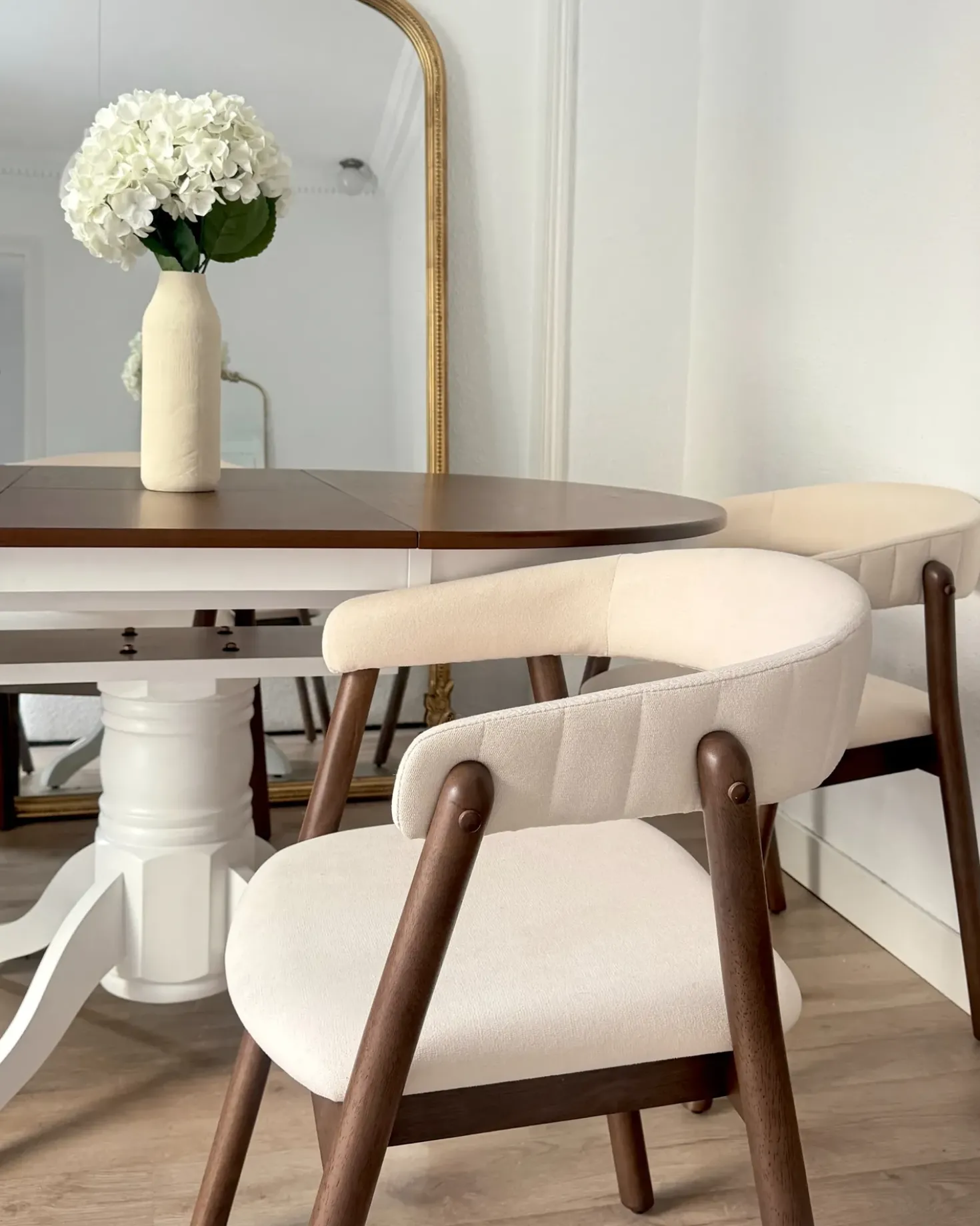 Set di 2 sedie da pranzo MYLO Tessuto Bianco sporco/Marrone scuro