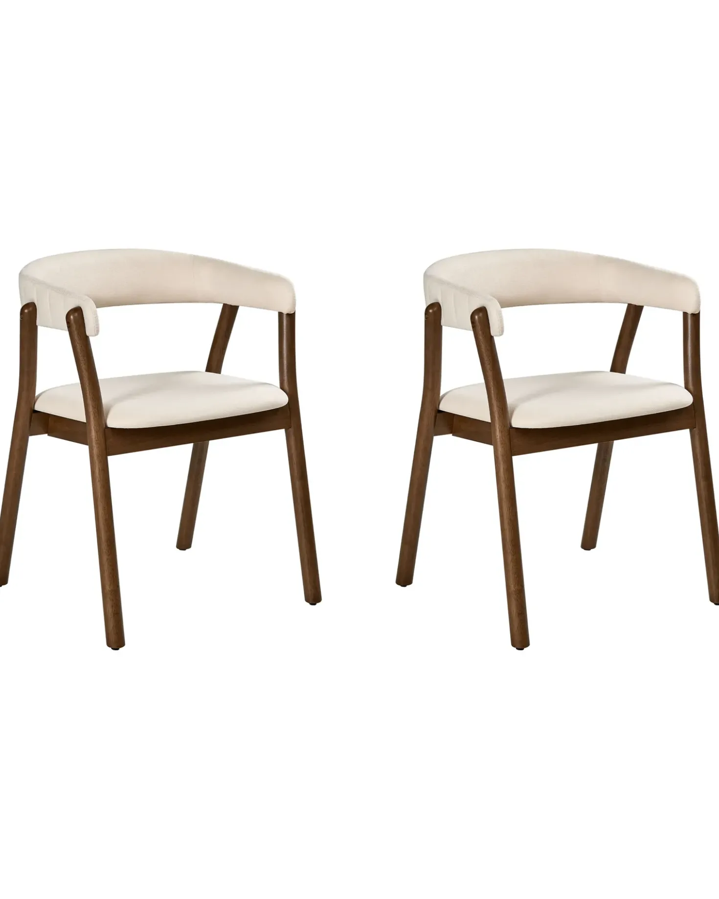 Set di 2 sedie da pranzo MYLO Tessuto Bianco sporco/Marrone scuro