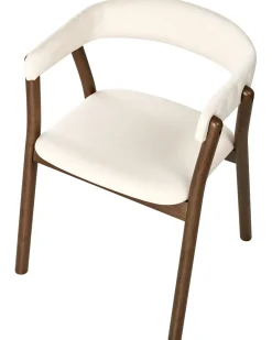 Set di 2 sedie da pranzo MYLO Tessuto Bianco sporco/Marrone scuro