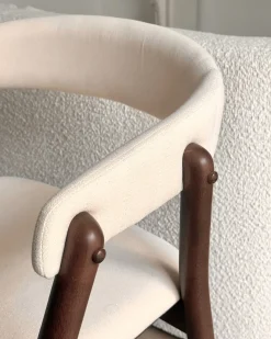 Set di 2 sedie da pranzo MYLO Tessuto Bianco sporco/Marrone scuro