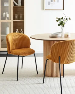Set di 2 sedie da pranzo MILES Velluto a coste Arancione