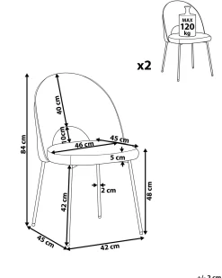 Set di 2 sedie da pranzo MAGALIA Velluto Tortora