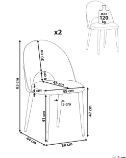 Set di 2 sedie da pranzo MAGALIA Velluto Grigio