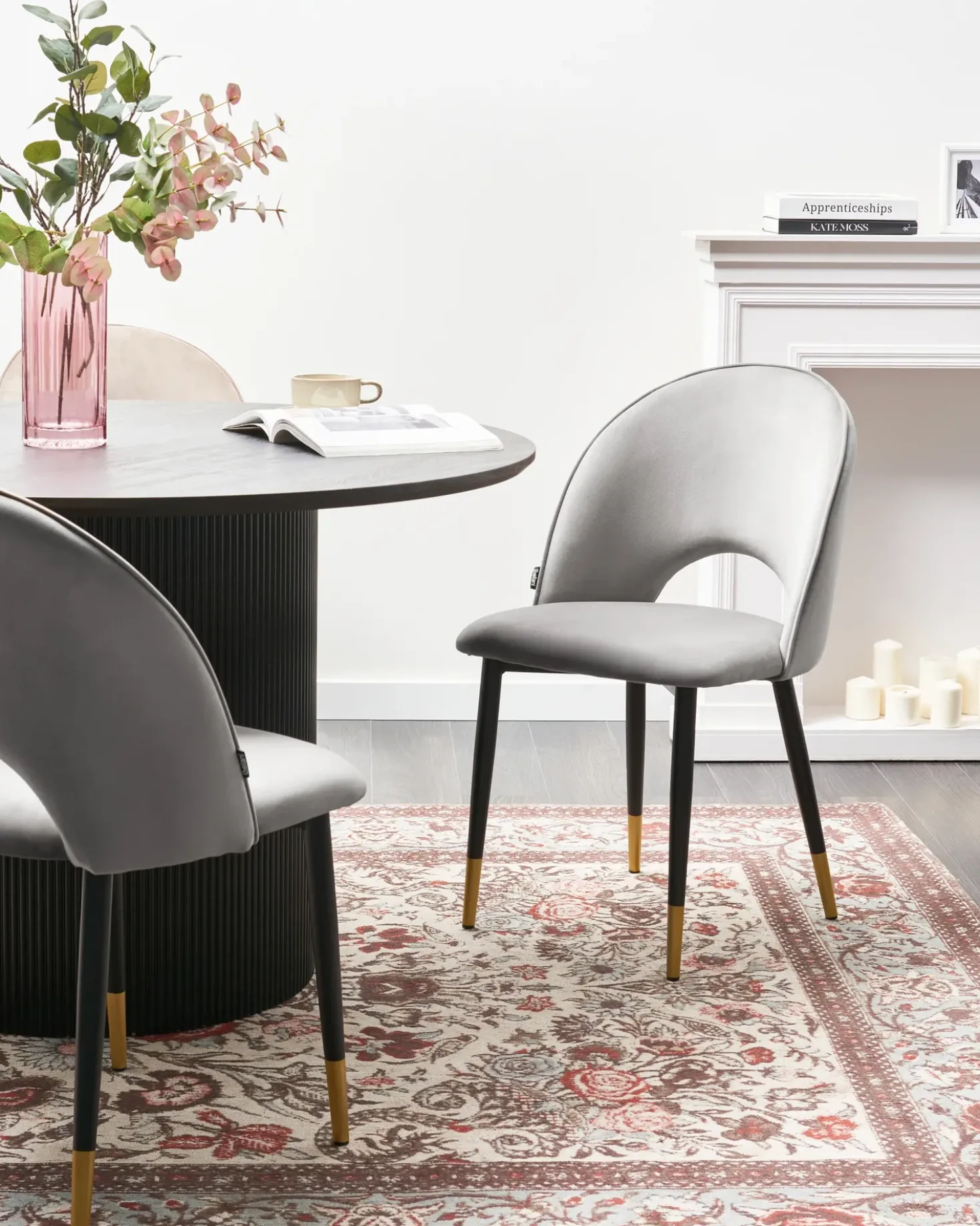 Set di 2 sedie da pranzo MAGALIA Velluto Grigio