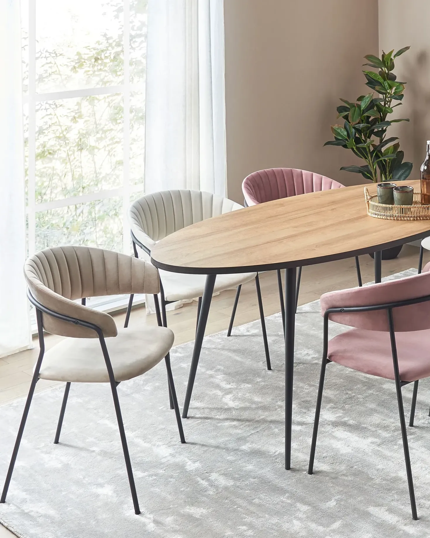 Set di 2 sedie da pranzo MARIPOSA Velluto Tortora
