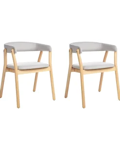 Set di 2 sedie da pranzo MYLO Tessuto Marrone chiaro/Grigio