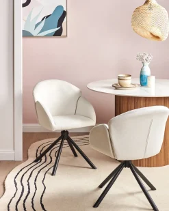 Set di 2 sedie da pranzo MAYBEE Tessuto Bianco sporco