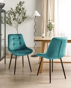Set di 2 sedie da pranzo MELROSE Velluto Turchese