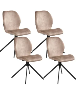 Set di 4 sedie da pranzo MORRISON Velluto Beige