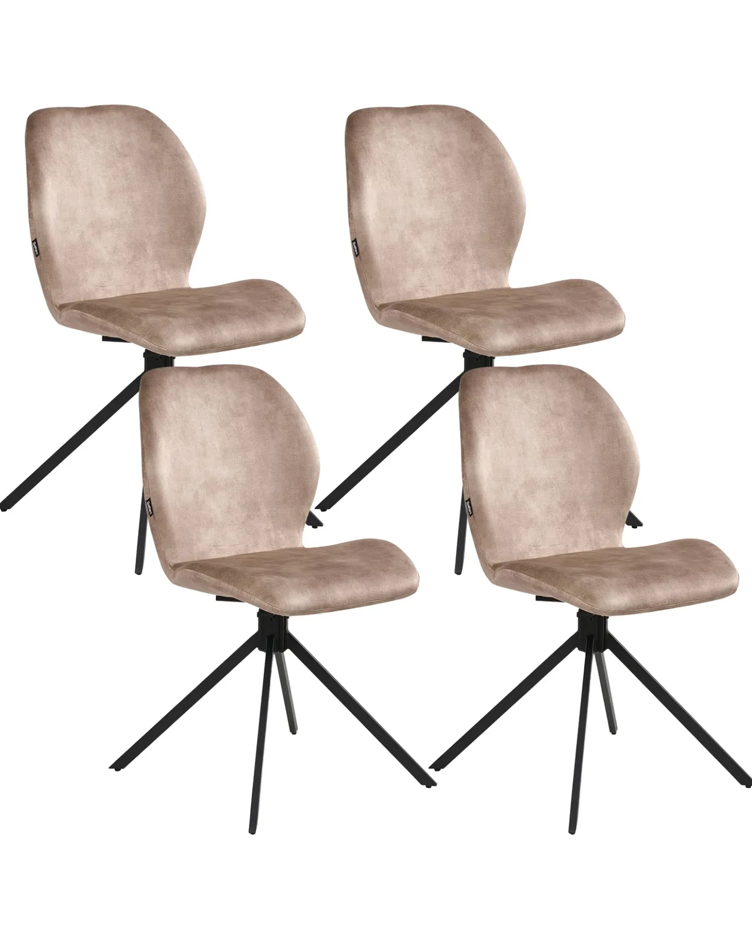 Set di 4 sedie da pranzo MORRISON Velluto Beige