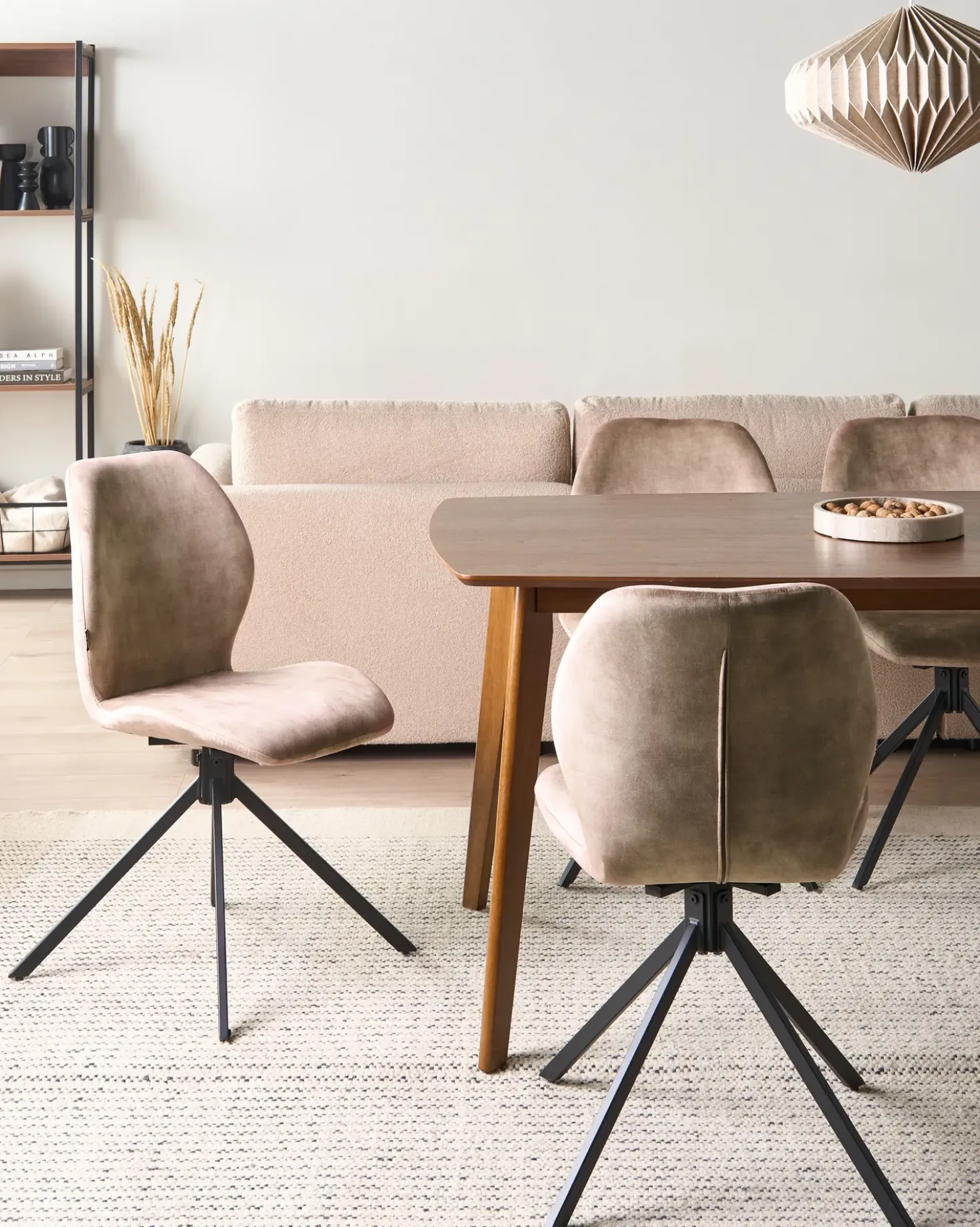 Set di 4 sedie da pranzo MORRISON Velluto Beige
