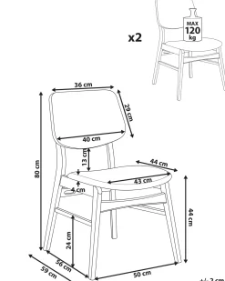 Set di 2 sedie da pranzo MAYER Tessuto Bianco sporco/Marrone