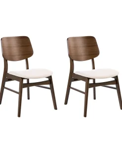 Set di 2 sedie da pranzo MAYER Tessuto Bianco sporco/Marrone