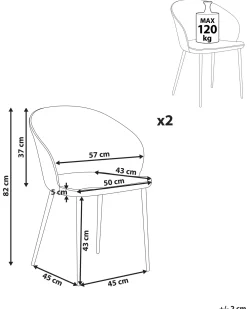 Set di 2 sedie da pranzo MASON Tessuto Verde scuro
