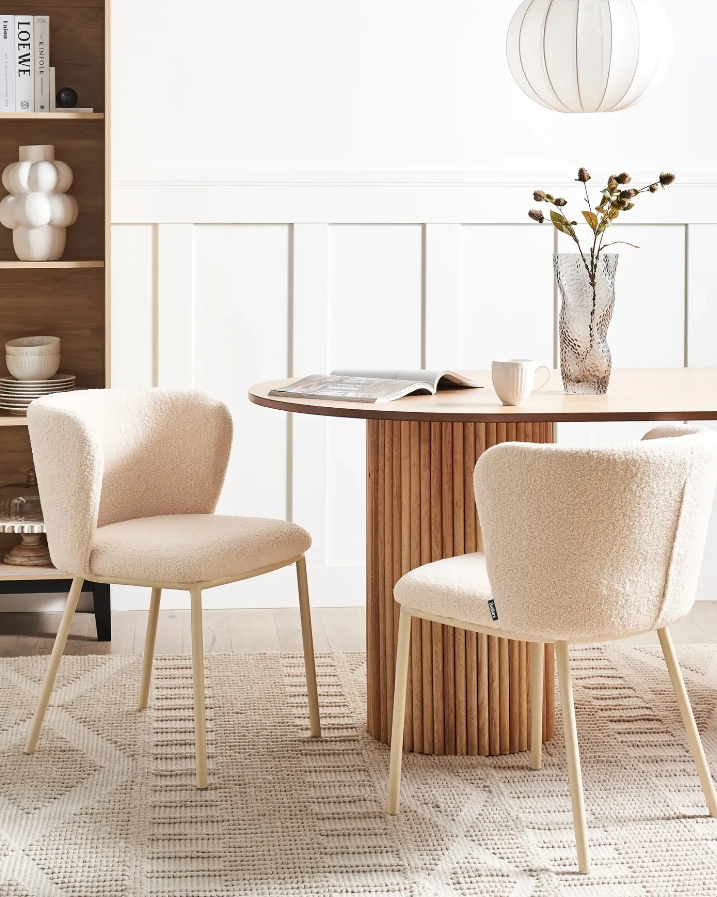 Set di 2 sedie da pranzo MINA II Bouclé Beige chiaro