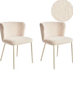 Set di 2 sedie da pranzo MINA II Bouclé Beige chiaro