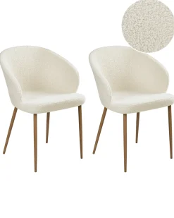 Set di 2 sedie da pranzo MASON Bouclé Bianco sporco/Marrone chiaro