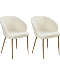 Set di 2 sedie da pranzo MASON Bouclé Bianco sporco/Marrone chiaro