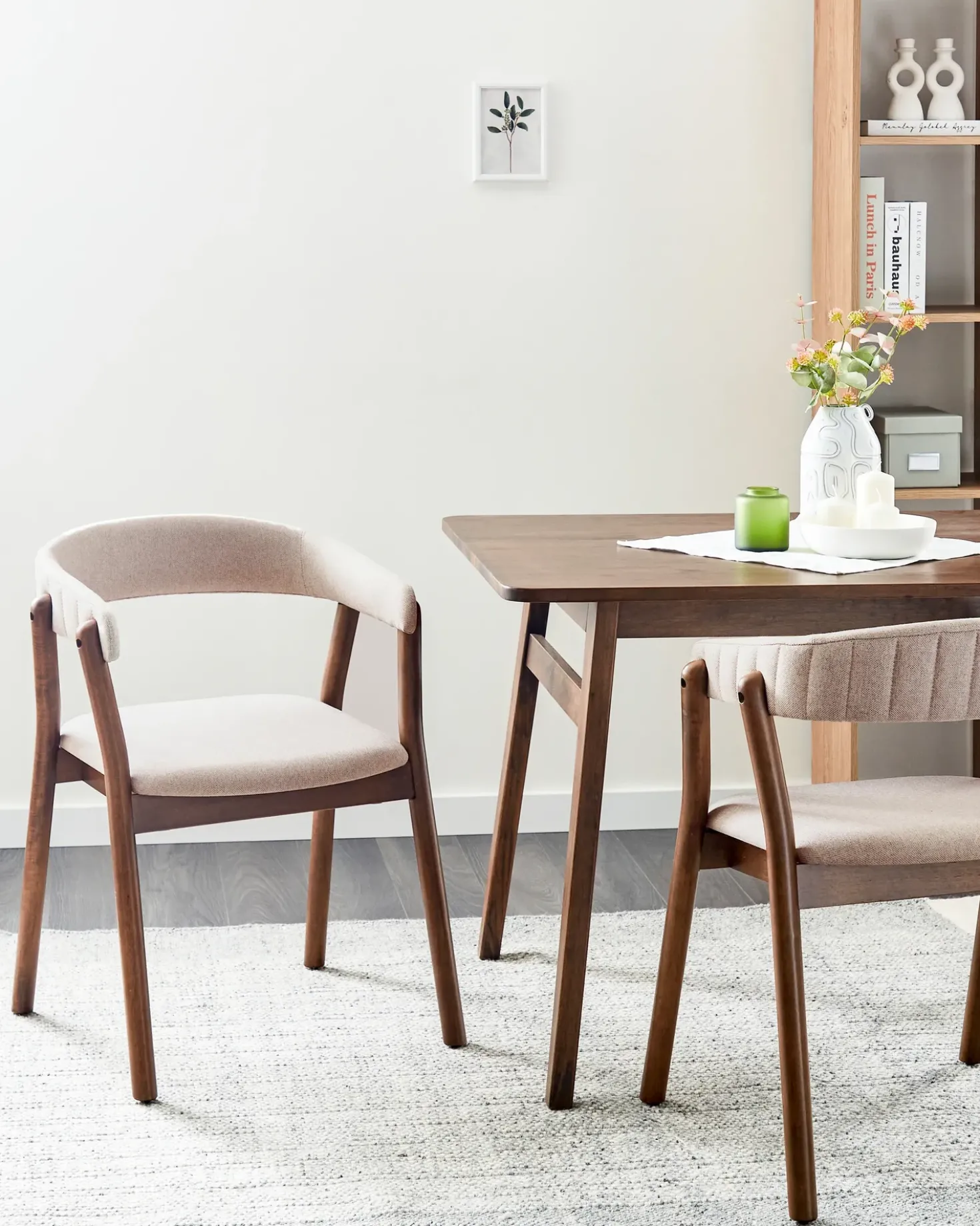 Set di 2 sedie da pranzo MYLO Tessuto Marrone scuro/Beige