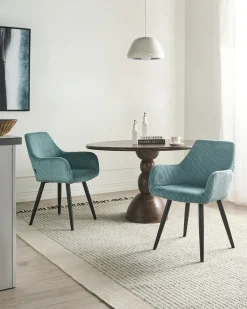 Set di 2 sedie da pranzo MORI Velluto a coste Turchese