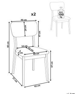 Set di 2 sedie da pranzo MINIER Legno Marrone scuro/Beige
