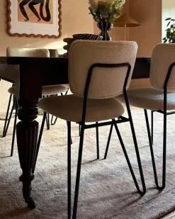 Set di 2 sedie da pranzo NELKO Bouclé Bianco sporco