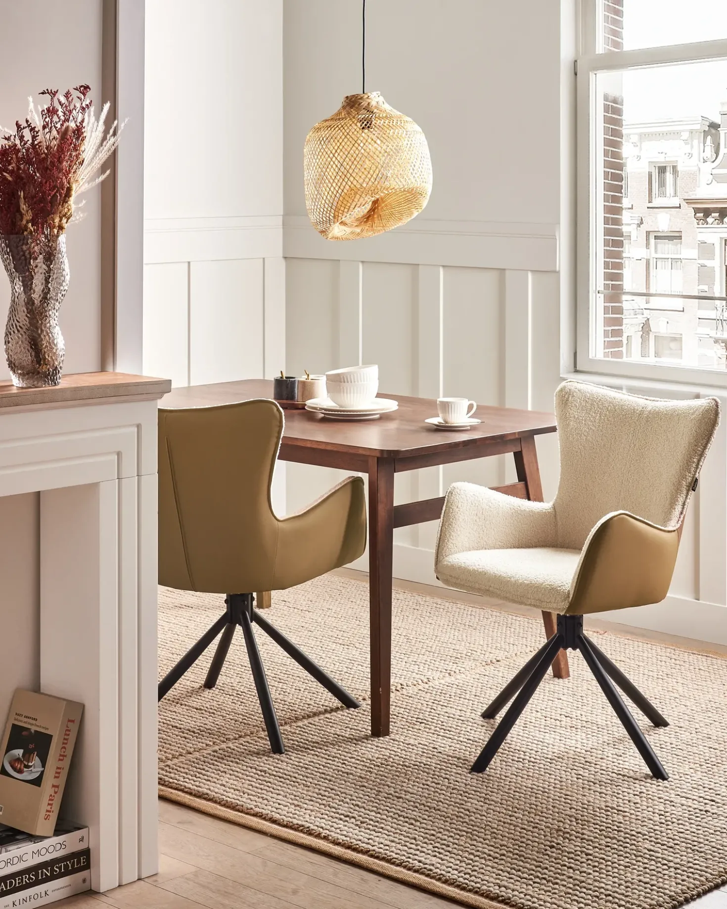 Set di 2 sedie da pranzo NOVI Bouclé Beige chiaro