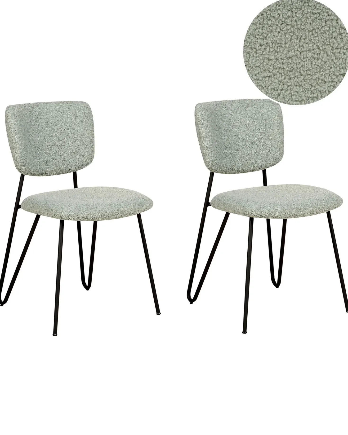 Set di 2 sedie da pranzo NELKO Bouclé Verde chiaro