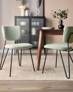 Set di 2 sedie da pranzo NELKO Bouclé Verde chiaro