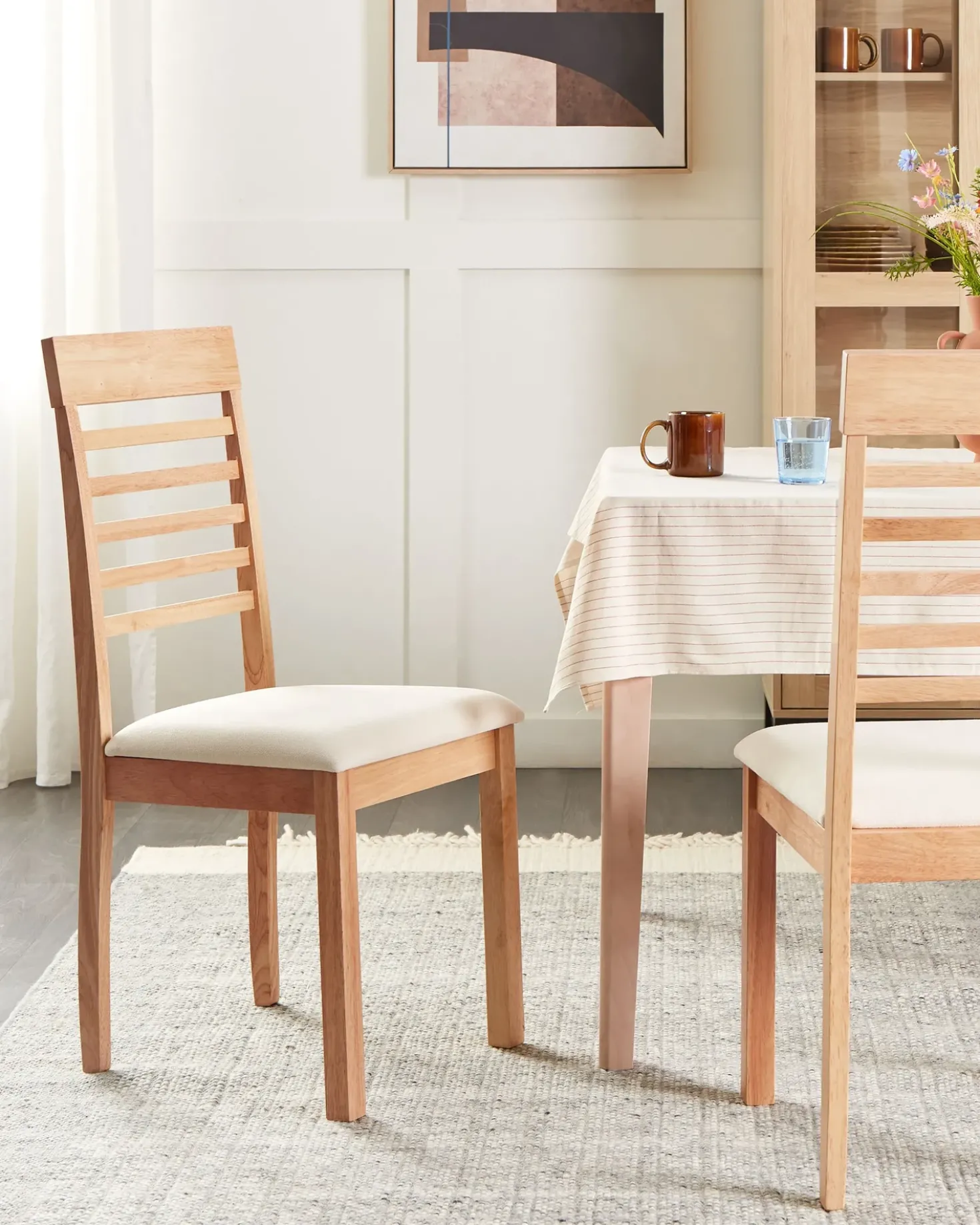Set di 2 sedie da pranzo ORTLEY Legno Marrone chiaro/Beige