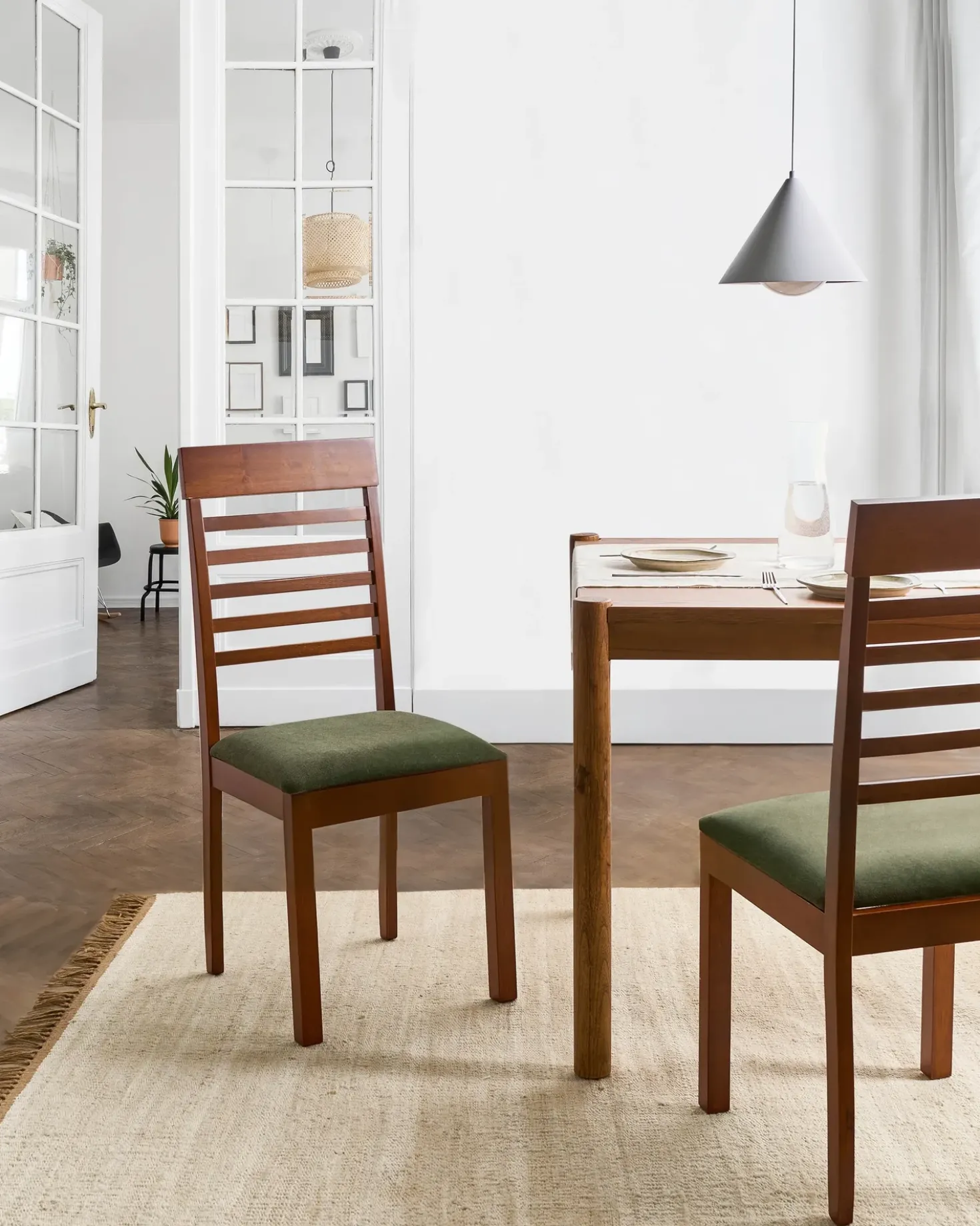 Set di 2 sedie da pranzo ORTLEY Legno Marrone scuro/Verde