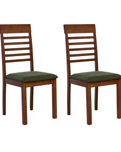 Set di 2 sedie da pranzo ORTLEY Legno Marrone scuro/Verde