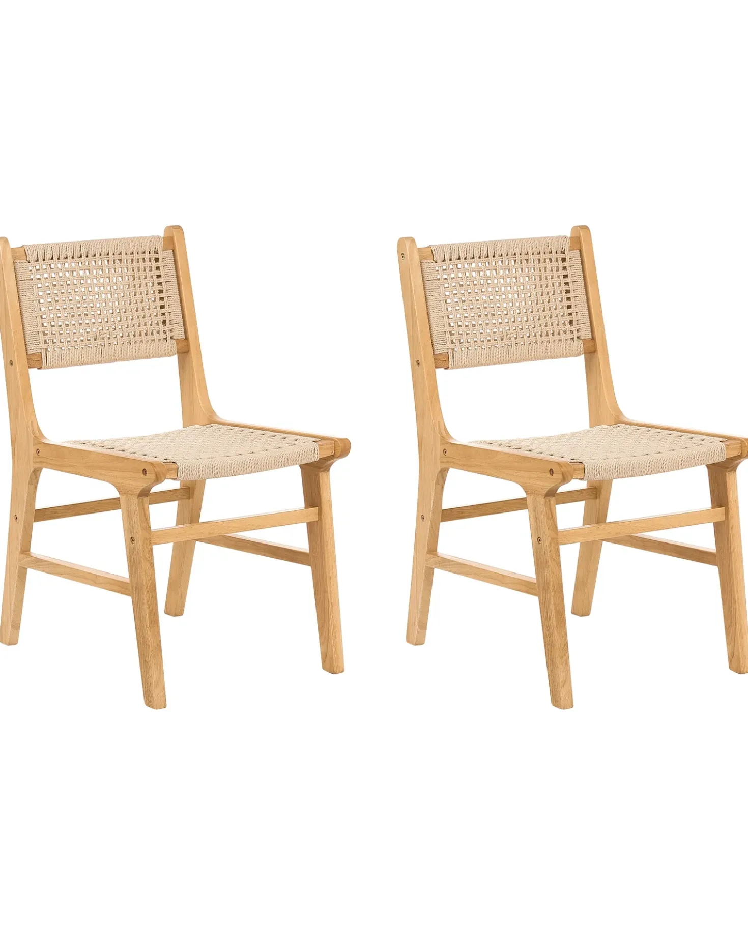 Set di 2 sedie da pranzo OZELLA Legno Marrone chiaro/Beige