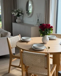 Set di 2 sedie da pranzo OZELLA Legno Marrone chiaro/Beige