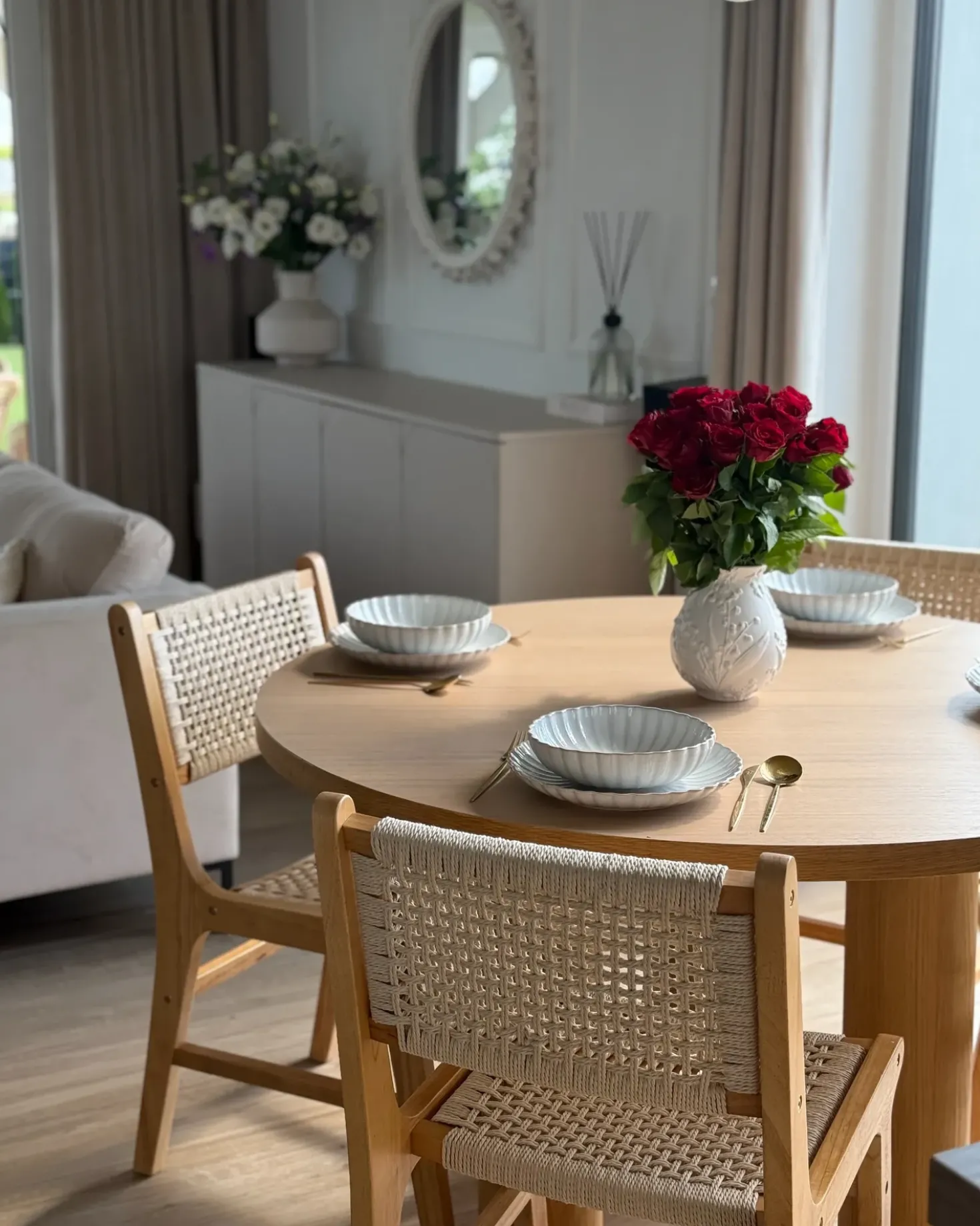 Set di 2 sedie da pranzo OZELLA Legno Marrone chiaro/Beige