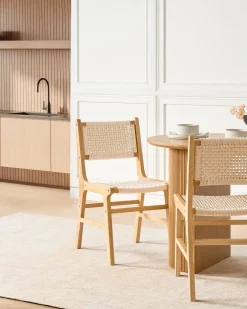 Set di 2 sedie da pranzo OZELLA Legno Marrone chiaro/Beige