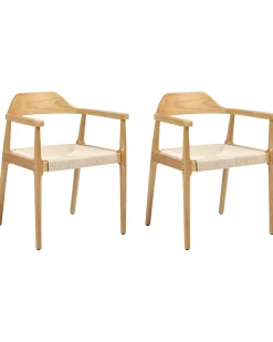 Set di 2 sedie da pranzo OAKDALE Legno Marrone chiaro/Beige