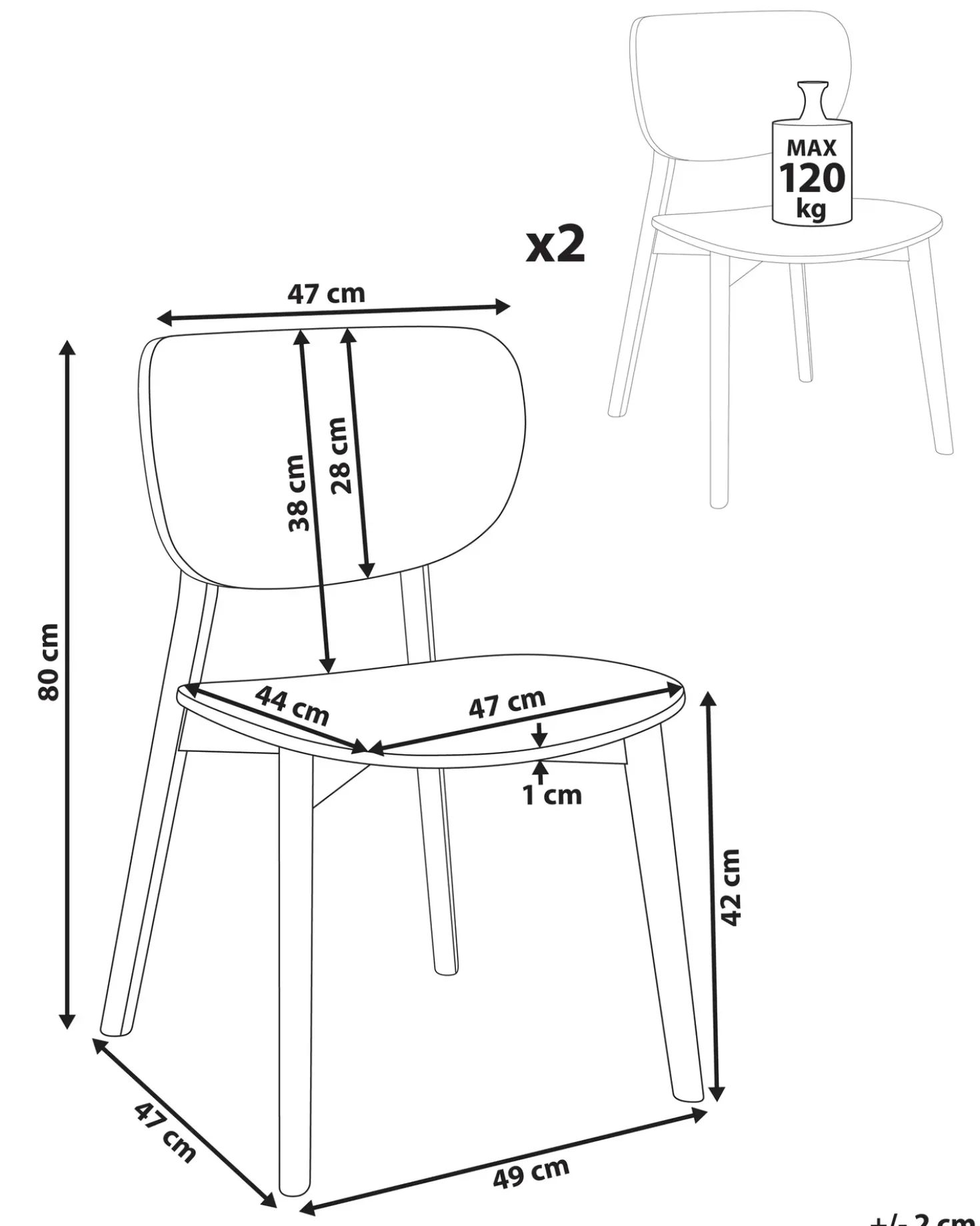 Set di 2 sedie da pranzo OVERLY Legno Marrone chiaro