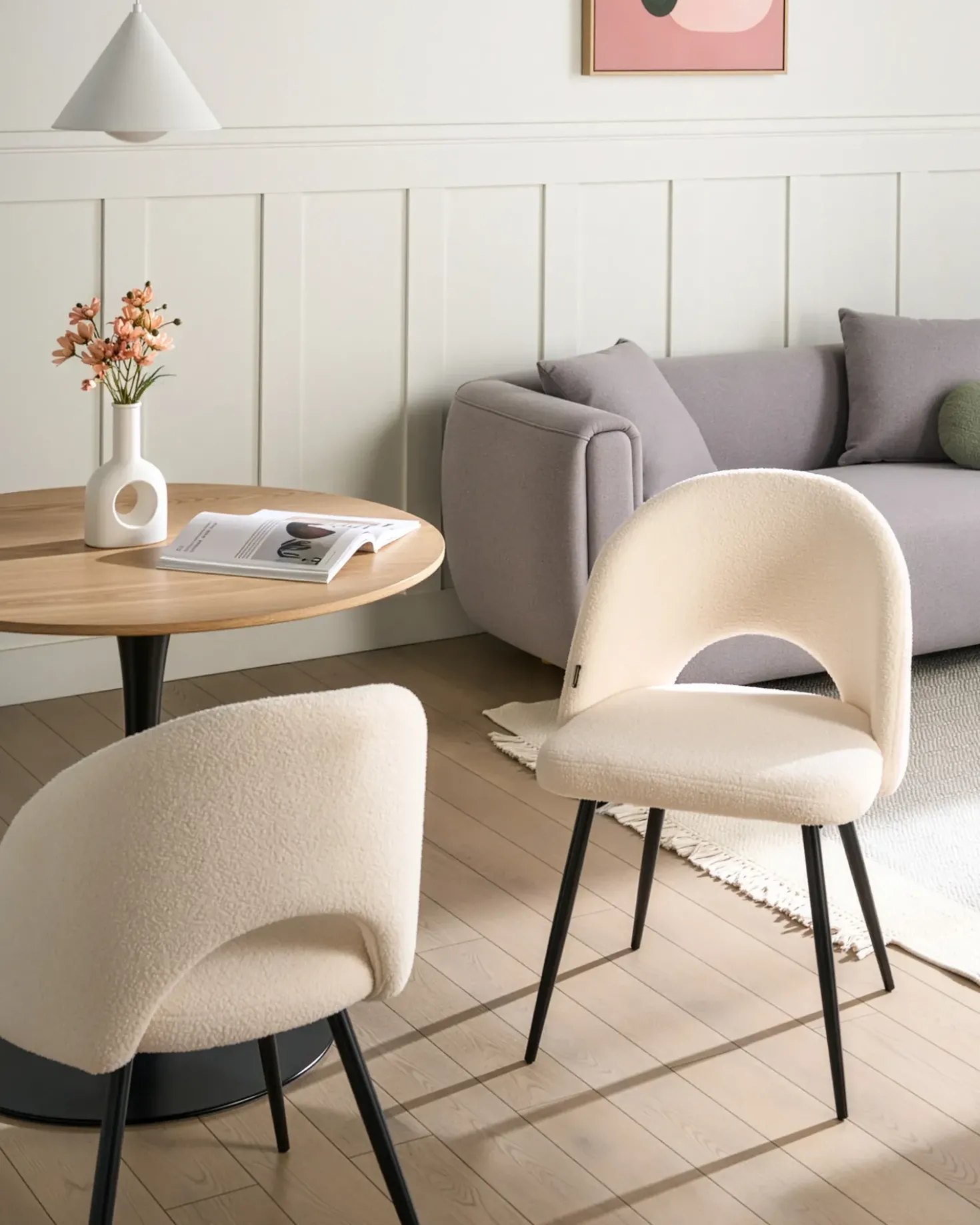 Set di 2 sedie da pranzo ONAGA Bouclé Bianco