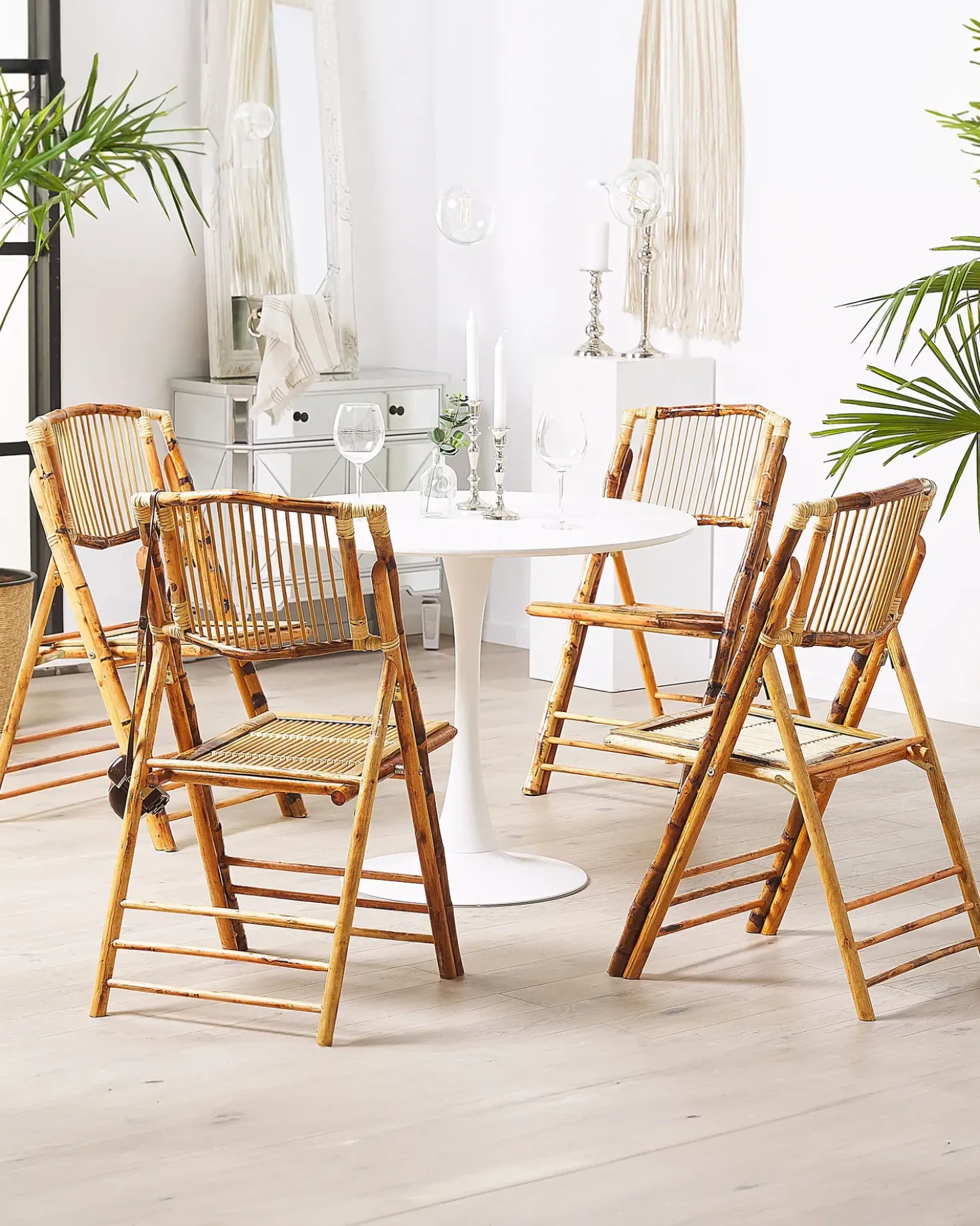 Set di 4 sedie da pranzo Pieghevole TRENTOR Bambù Naturale