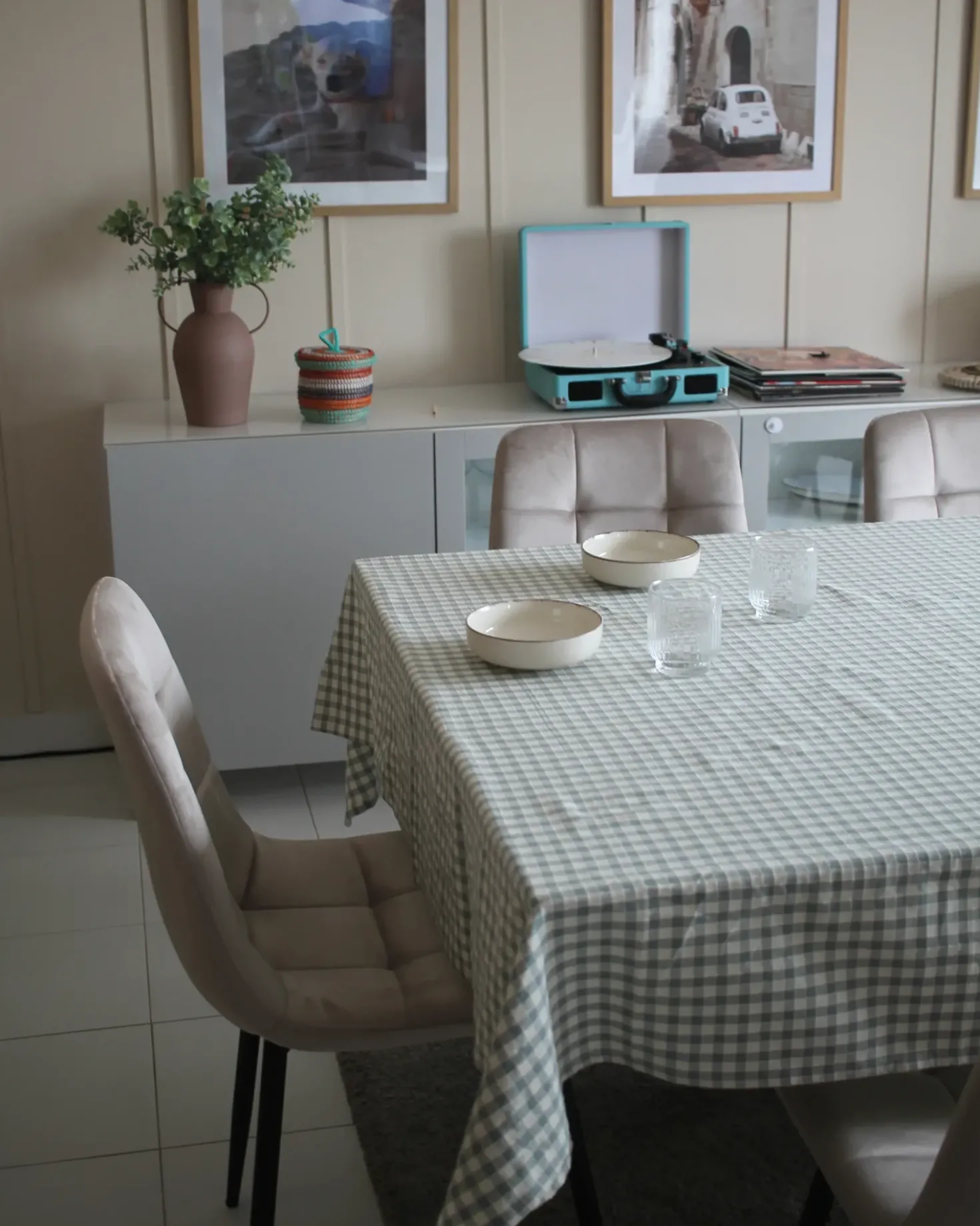 Set di 4 sedie da pranzo POWELL Velluto Beige