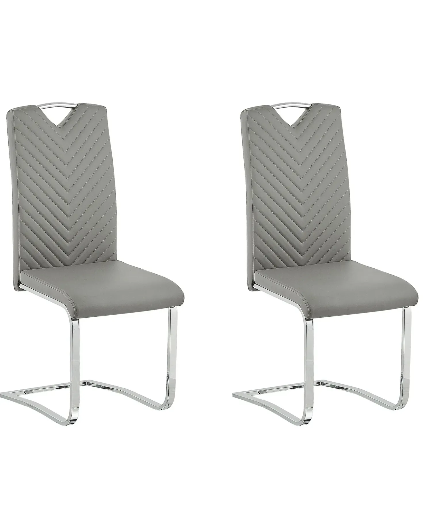 Set di 2 sedie da pranzo PICKNES Pelle sintetica Grigio chiaro