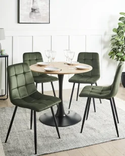 Set di 4 sedie da pranzo POWELL Velluto Verde oliva