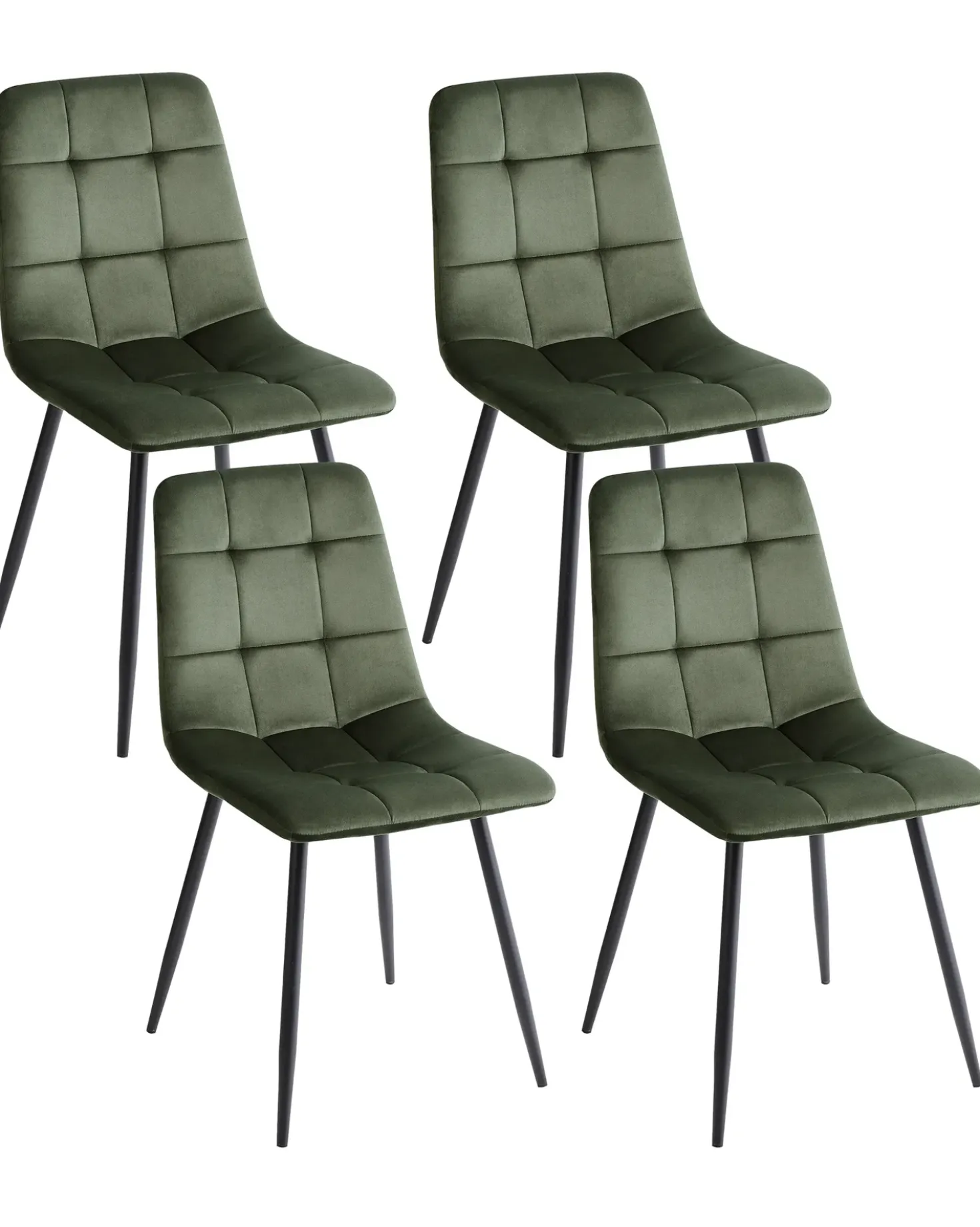 Set di 4 sedie da pranzo POWELL Velluto Verde oliva