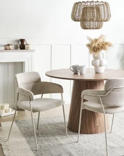 Set di 2 sedie da pranzo PAONIA Ciniglia Beige chiaro