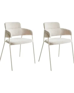Set di 2 sedie da pranzo PAONIA Ciniglia Beige chiaro