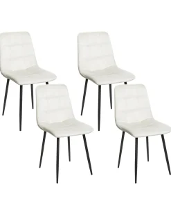 Set di 4 sedie da pranzo POWELL Velluto Bianco sporco